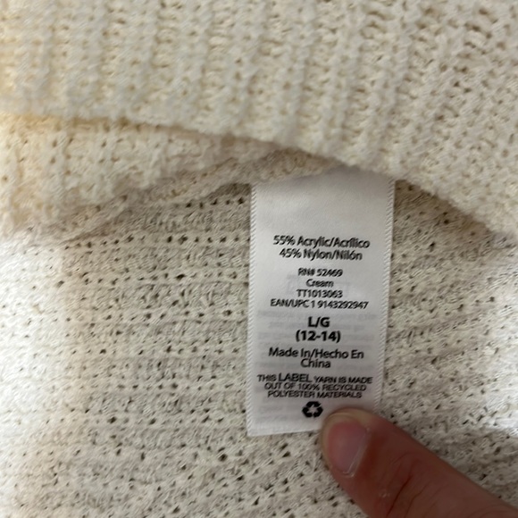 Time and Tru Open Front Sweater Cardigan Cream Size 12 - Picture 10 of 11